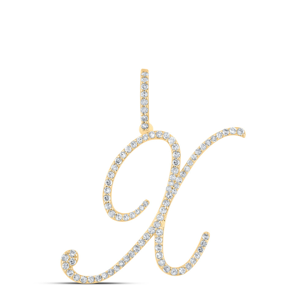14kt Yellow Gold Womens Round Diamond Initial Letter Pendant
