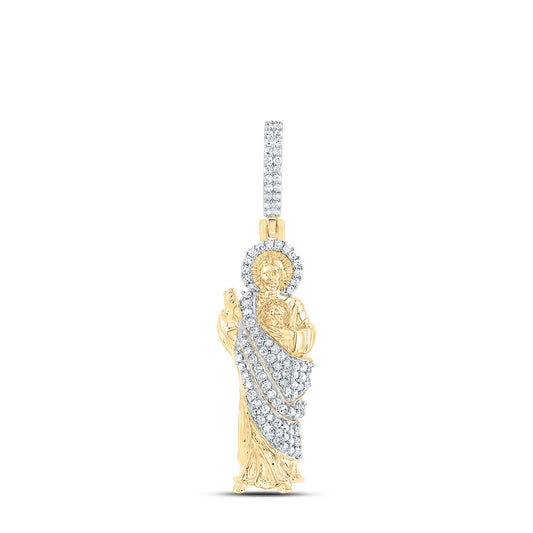 10kt Yellow Gold 1/3 Cttw Natural Diamond St.jude Pendant