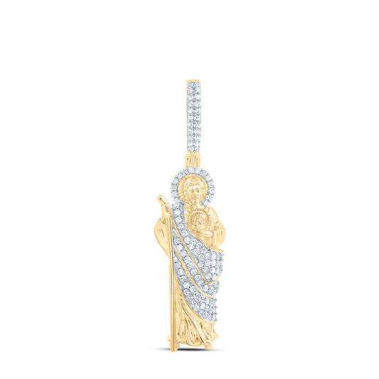 10kt Yellow Gold 1/2 Cttw Diamond St.jude Mens Charm