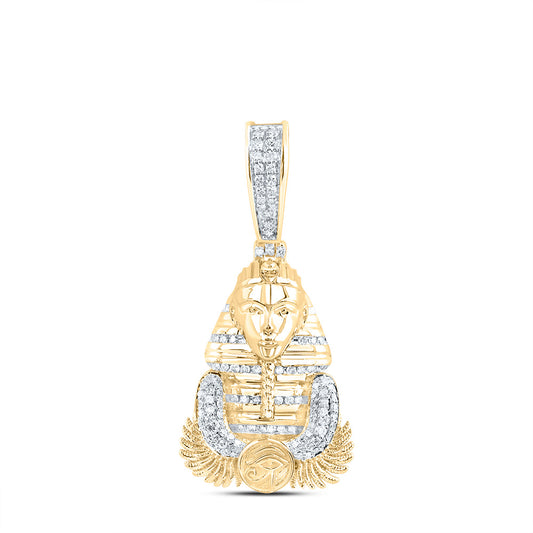 10kt Yellow Gold 1/2 Cttw Diamond Egyptian Queen Mens Charm