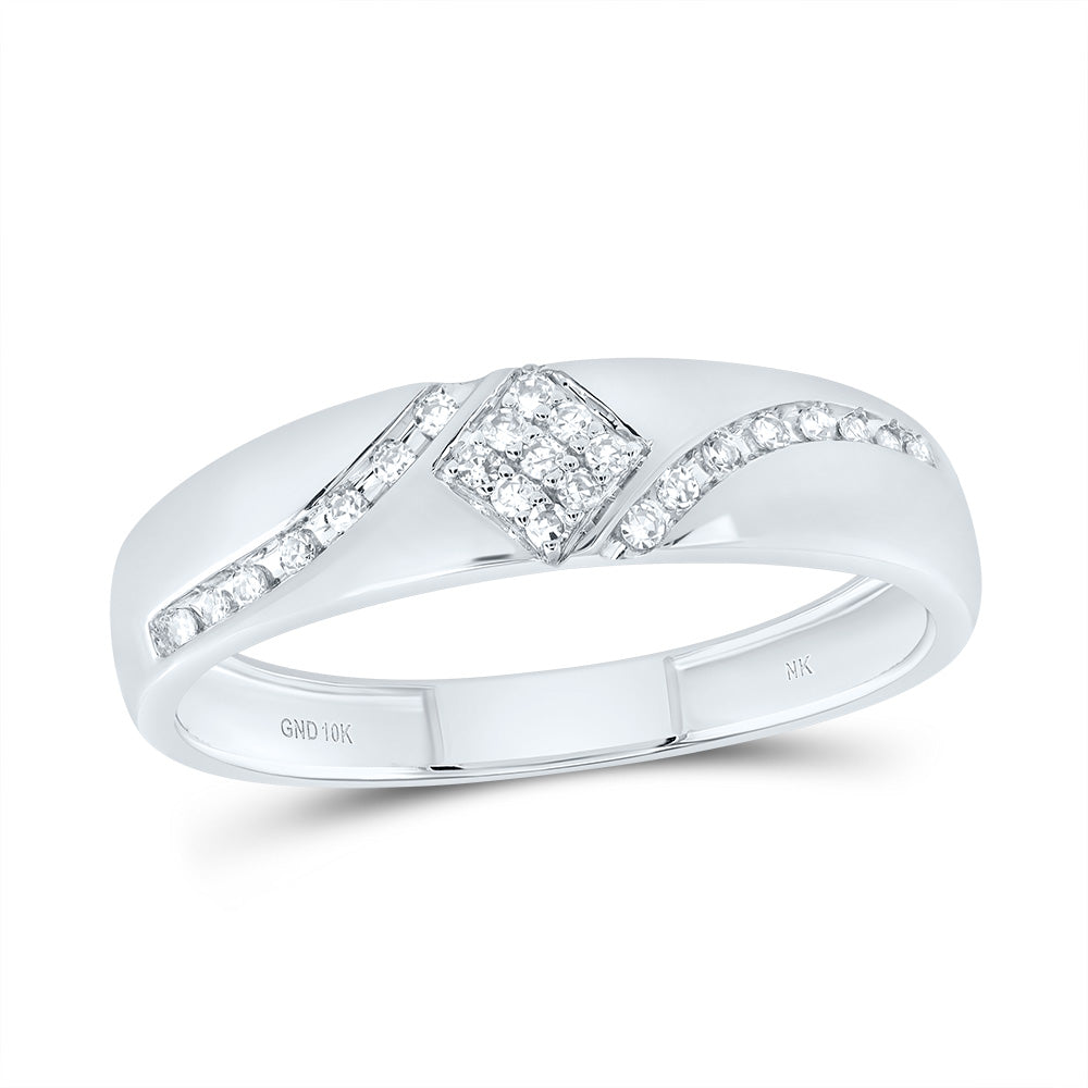 10kt White Gold His & Hers 7/8 Cttw Diamond Round Bridal Wedding Ring Band Set, Women Size: 5-9, Men Size: 8-12