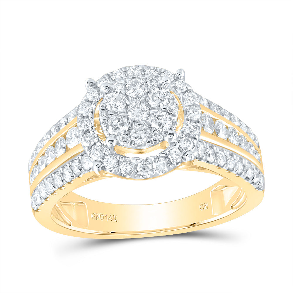 14kt Yellow Gold 1 Cttw Diamond Round Single Halo Bridal Wedding Engagement Anniversary Ring, Women Size: 5-9