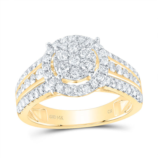 14kt Yellow Gold 1 Cttw Diamond Round Single Halo Bridal Wedding Engagement Anniversary Ring, Women Size: 5-9