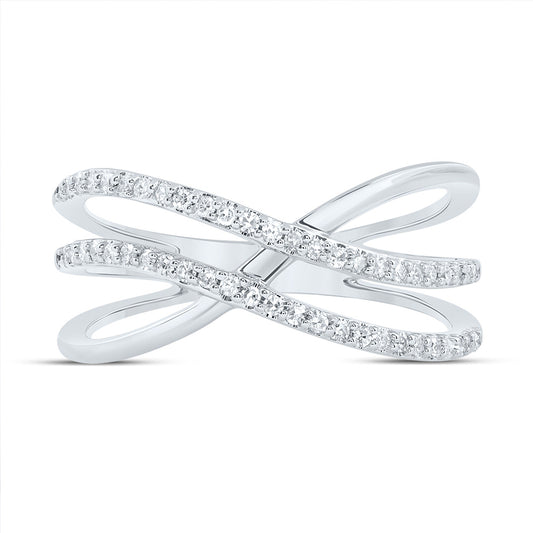 10kt White Gold 1/5 Cttw Diamond Criss-cross Bridal Wedding Engagement Anniversary Ring, Women Size: 5-9