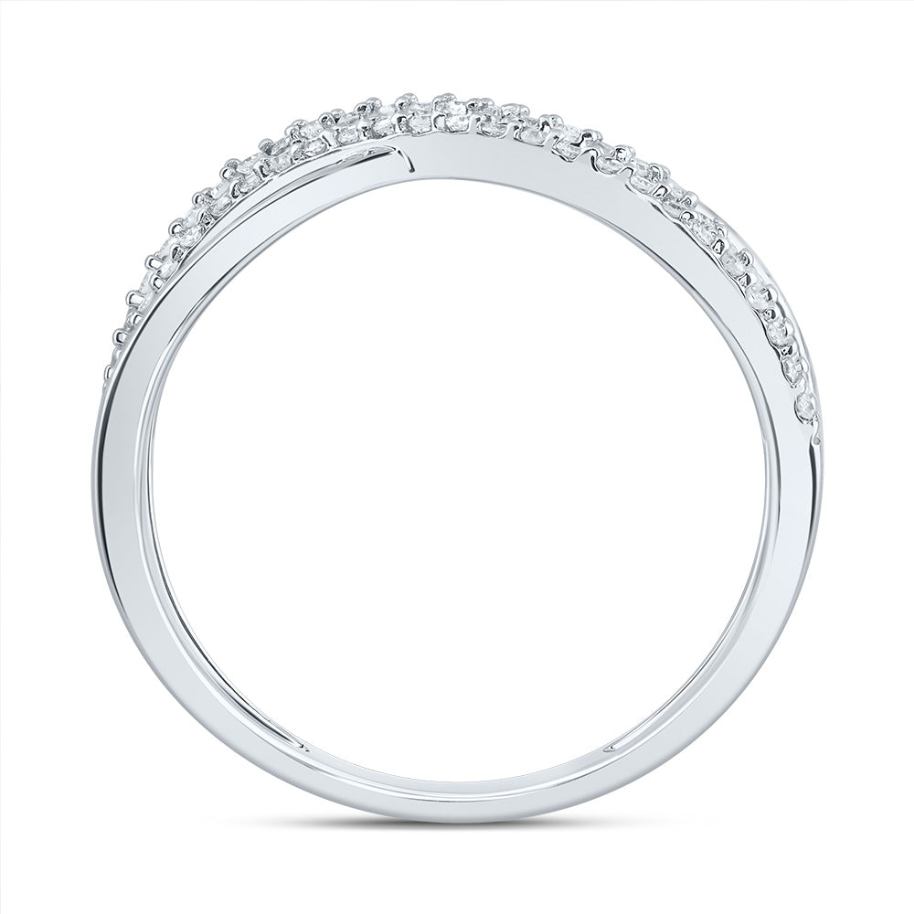 10kt White Gold 1/5 Cttw Diamond Criss-cross Bridal Wedding Engagement Anniversary Ring, Women Size: 5-9