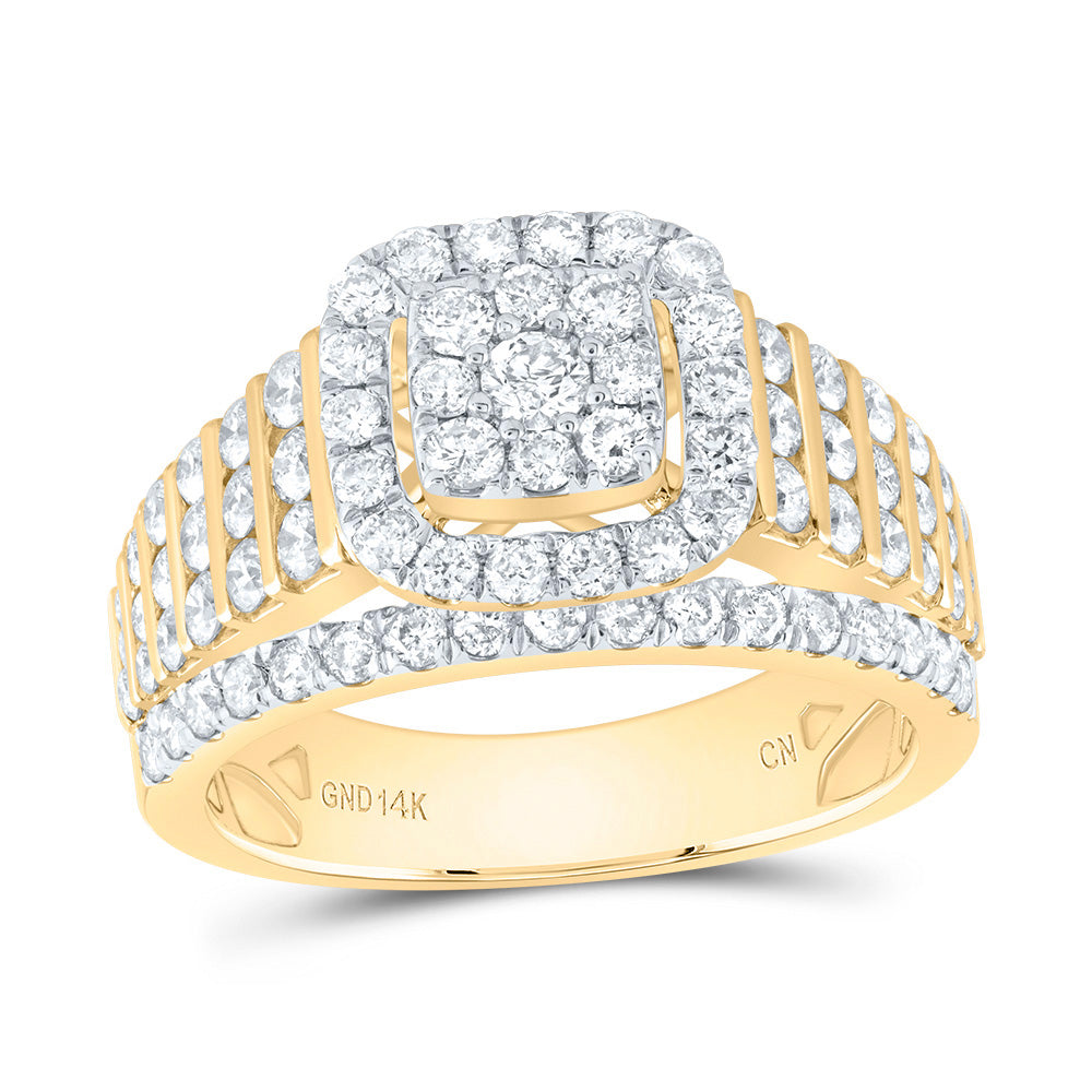 14kt Yellow Gold 1 5/8 Cttw Diamond Cushion Fashion Bridal Wedding Engagement Anniversary Ring, Women Size: 5-9