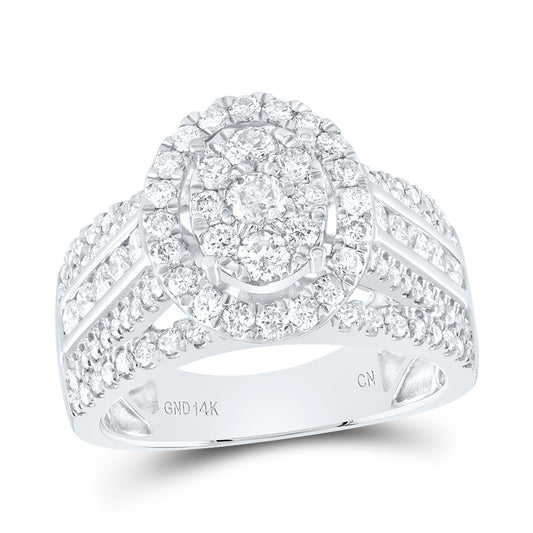 14kt White Gold 1 3/4 Cttw Diamond Oval Single Halo Bridal Wedding Engagement Anniversary Ring, Women Size: 5-9