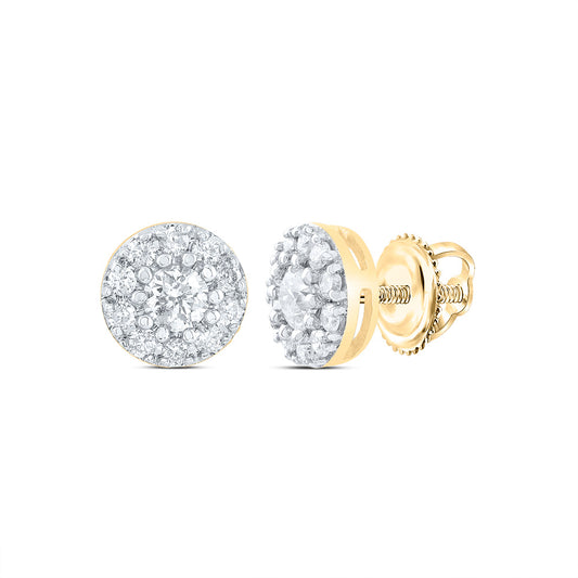 14kt Yellow Gold 1/3 Cttw Diamond Fashion Round Stud Earring