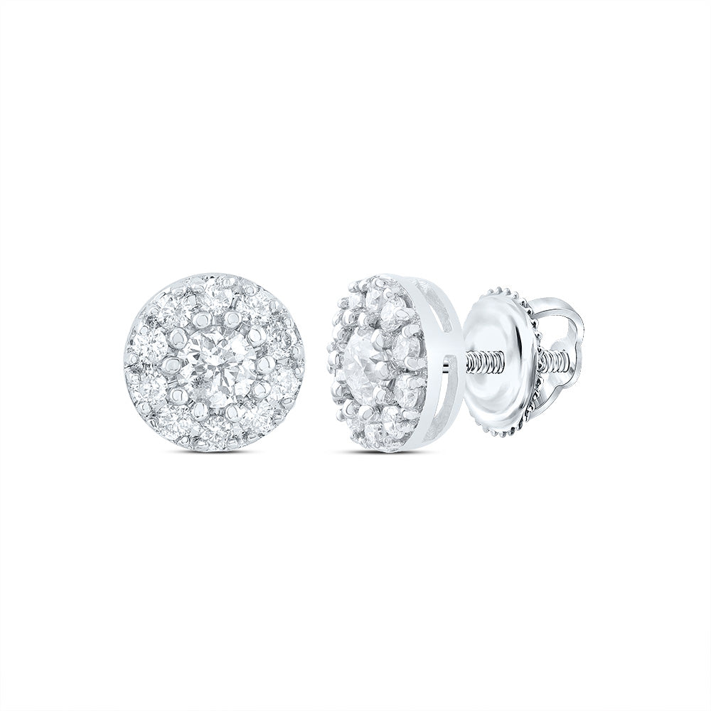 14kt White Gold 1/3 Cttw Diamond Fashion Round Stud Earring