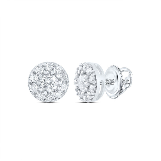 14kt White Gold 1/3 Cttw Diamond Fashion Round Stud Earring