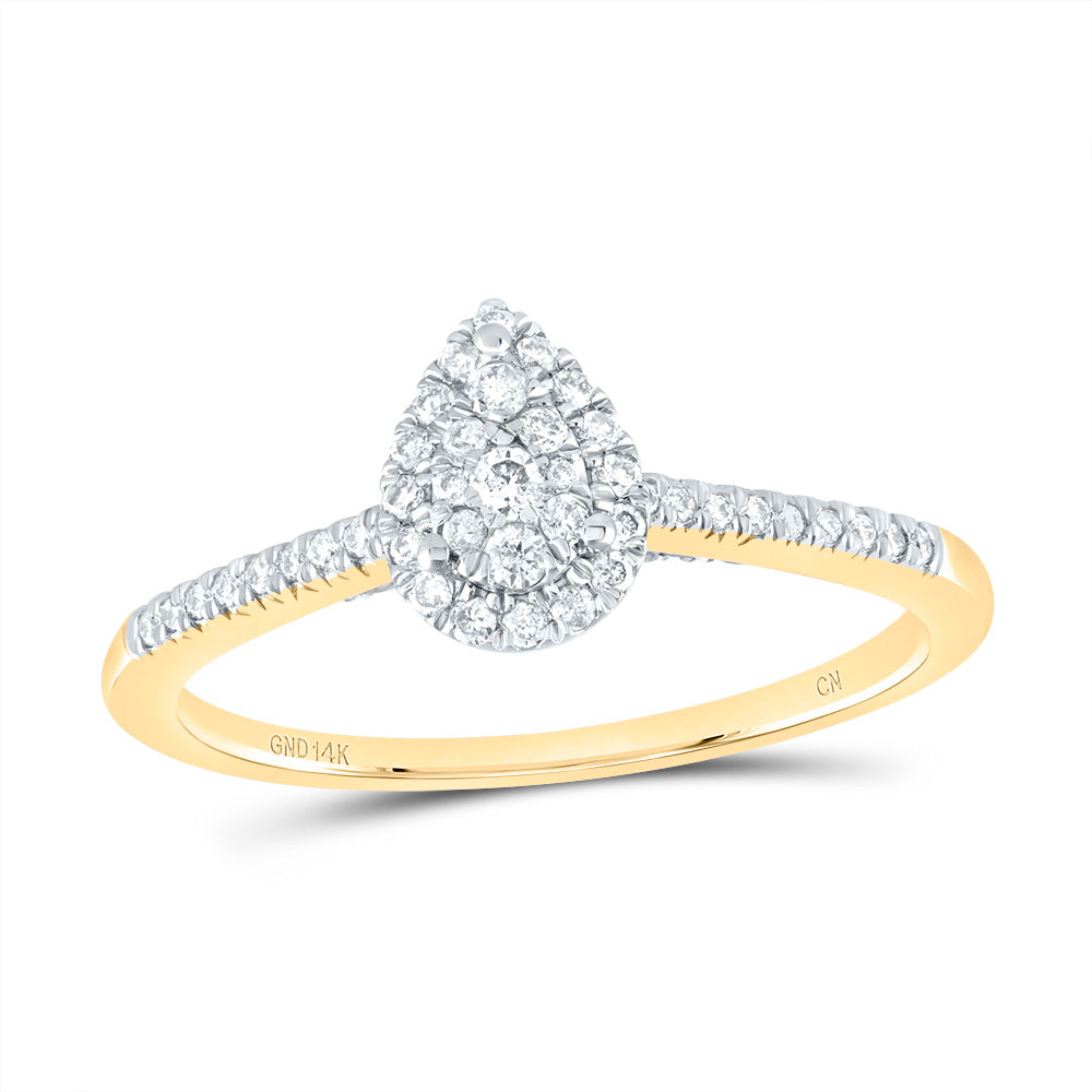 14kt Yellow Gold 1/3 Cttw Diamond Fashion Pear Wedding Engagement Anniversary Ring, Women Size: 5-9