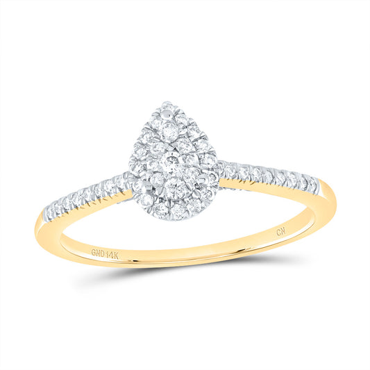 14kt Yellow Gold 1/3 Cttw Diamond Fashion Pear Wedding Engagement Anniversary Ring, Women Size: 5-9