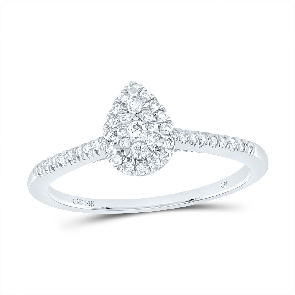 14kt White Gold 1/3 Cttw Diamond Fashion Pear Wedding Engagement Anniversary Ring, Women Size: 5-9