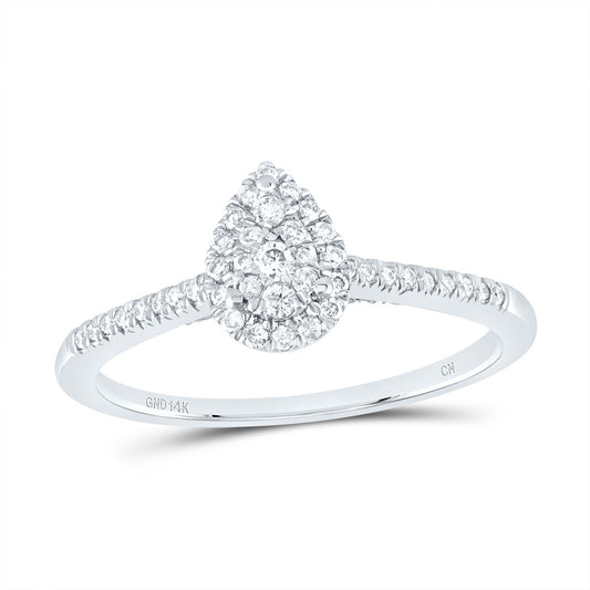 14kt White Gold 1/3 Cttw Diamond Fashion Pear Wedding Engagement Anniversary Ring, Women Size: 5-9