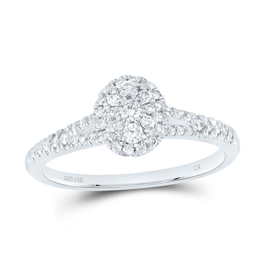 14kt White Gold 3/8 Cttw Diamond Fashion Oval Wedding Engagement Anniversary Ring, Women Size: 5-9