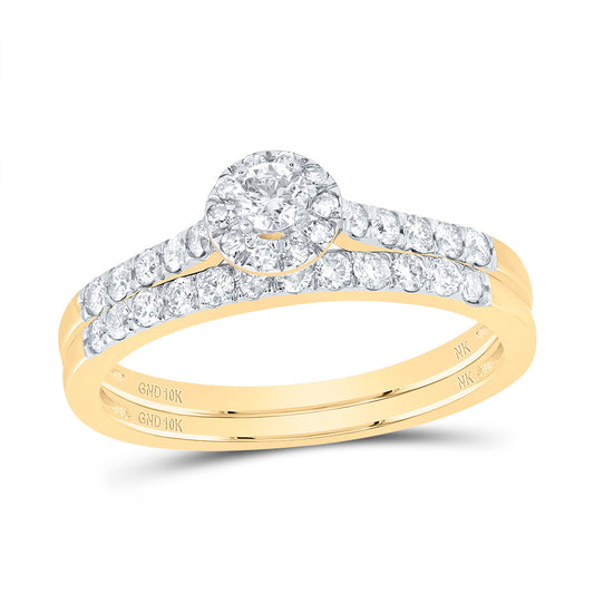 10kt Yellow Gold 1/2 Cttw Diamond Fashion Round Wedding Engagement Anniversary Bridal Set, Women Size: 5-9