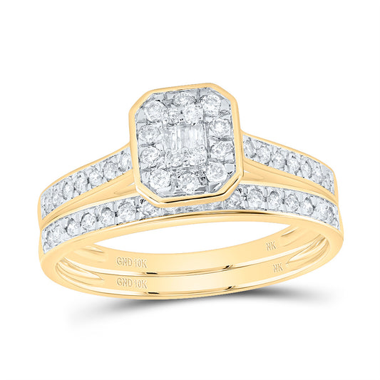 10kt Yellow Gold 1/2 Cttw Diamond Fashion Octagon Wedding Engagement Anniversary Bridal Set, Women Size: 5-9