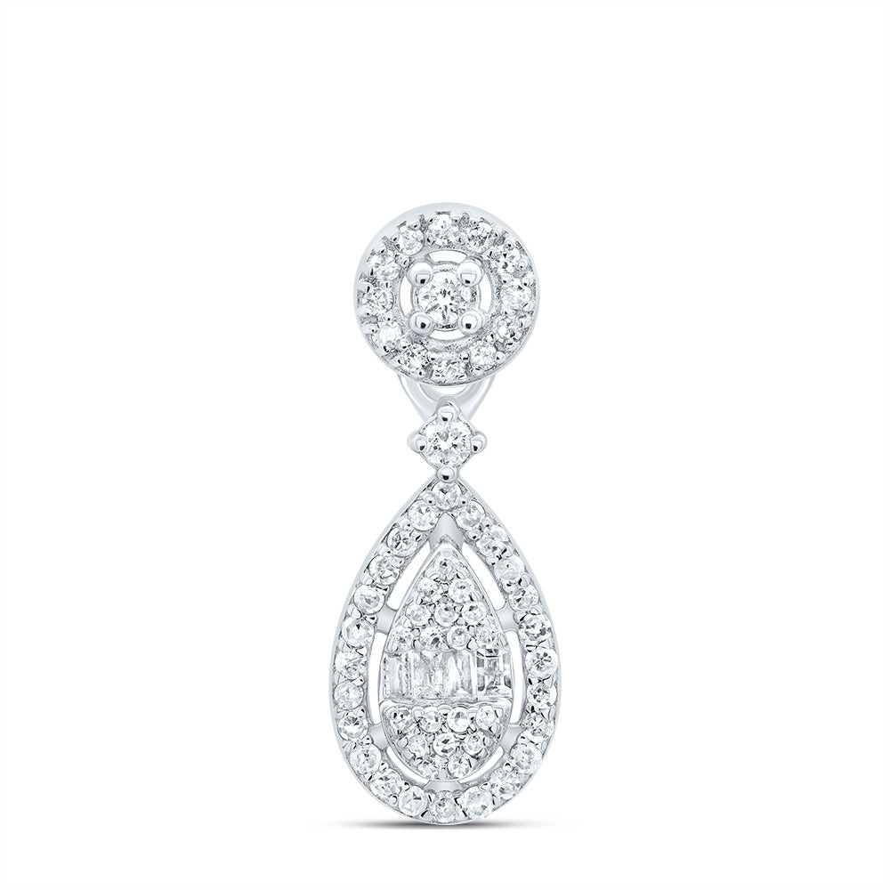 10kt White Gold 1/4 Cttw Diamond Pear Pendant
