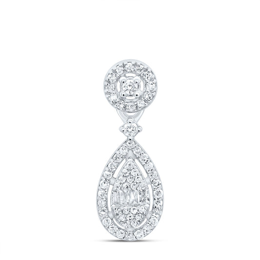 10kt White Gold 1/4 Cttw Diamond Pear Pendant