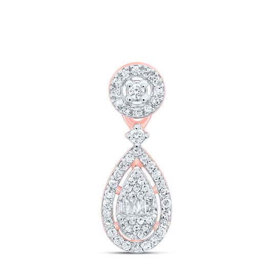 10kt Rose Gold 1/4 Cttw Natural Diamond Pear Pendant
