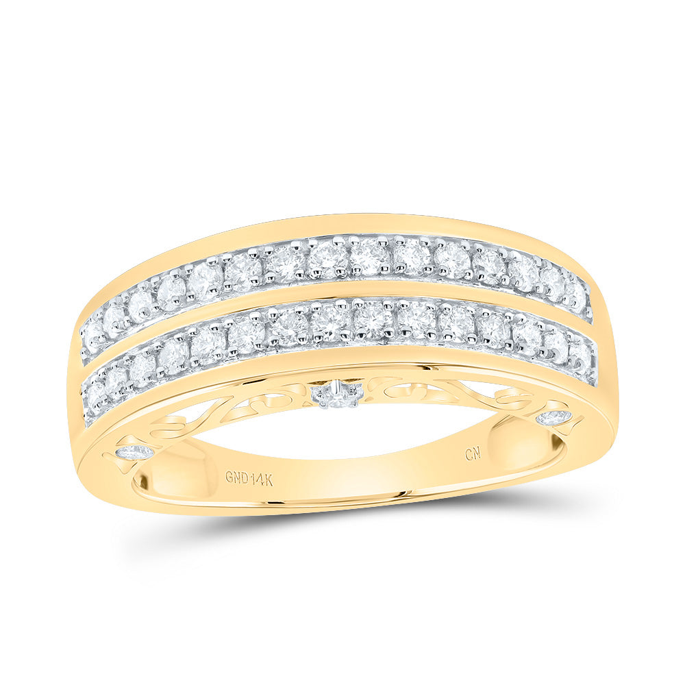 14kt Yellow Gold 3/4 Cttw Diamond Mens Band, Men Size: 8-12