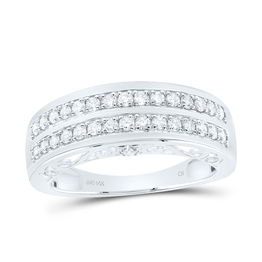 14kt White Gold 3/4 Cttw Diamond Mens Band, Men Size: 8-12