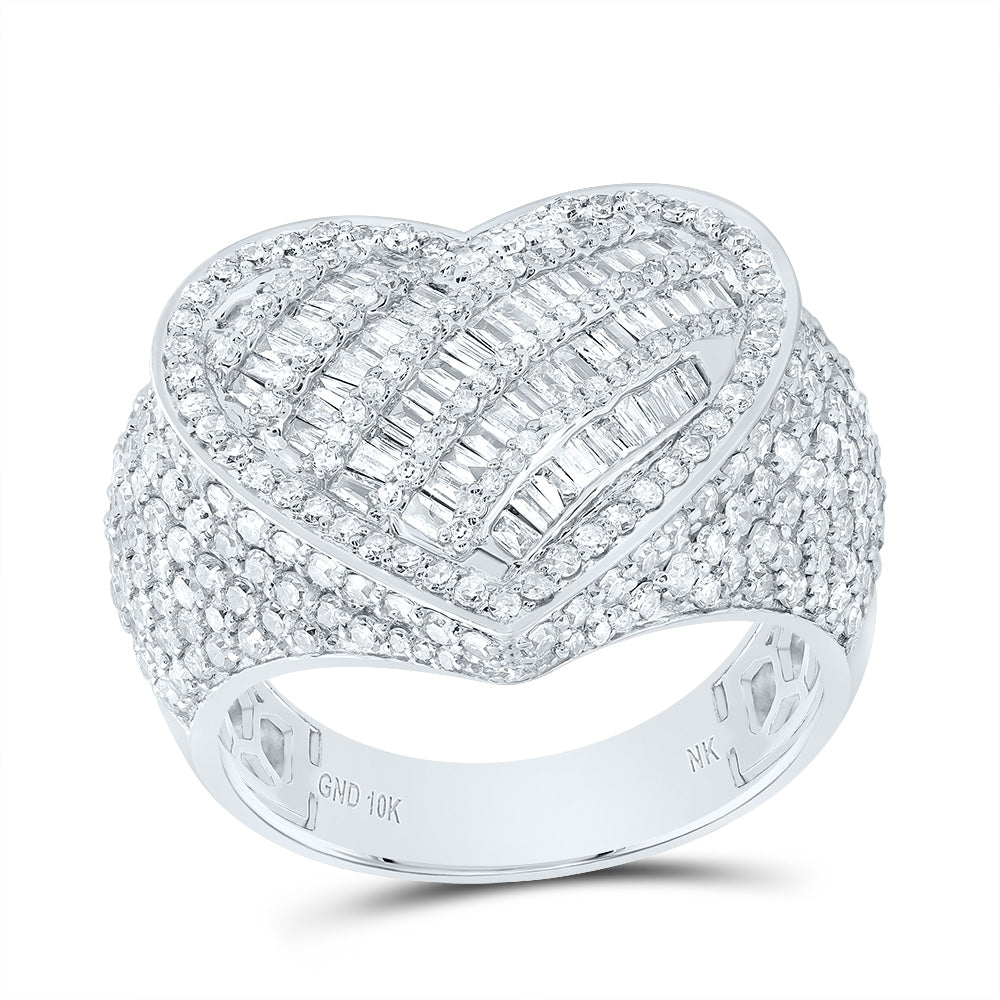 10kt White Gold 2 Cttw Diamond Heart Wedding Engagement Anniversary Ring, Women Size: 5-9