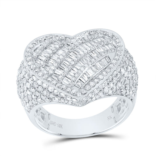 10kt White Gold 2 Cttw Diamond Heart Wedding Engagement Anniversary Ring, Women Size: 5-9