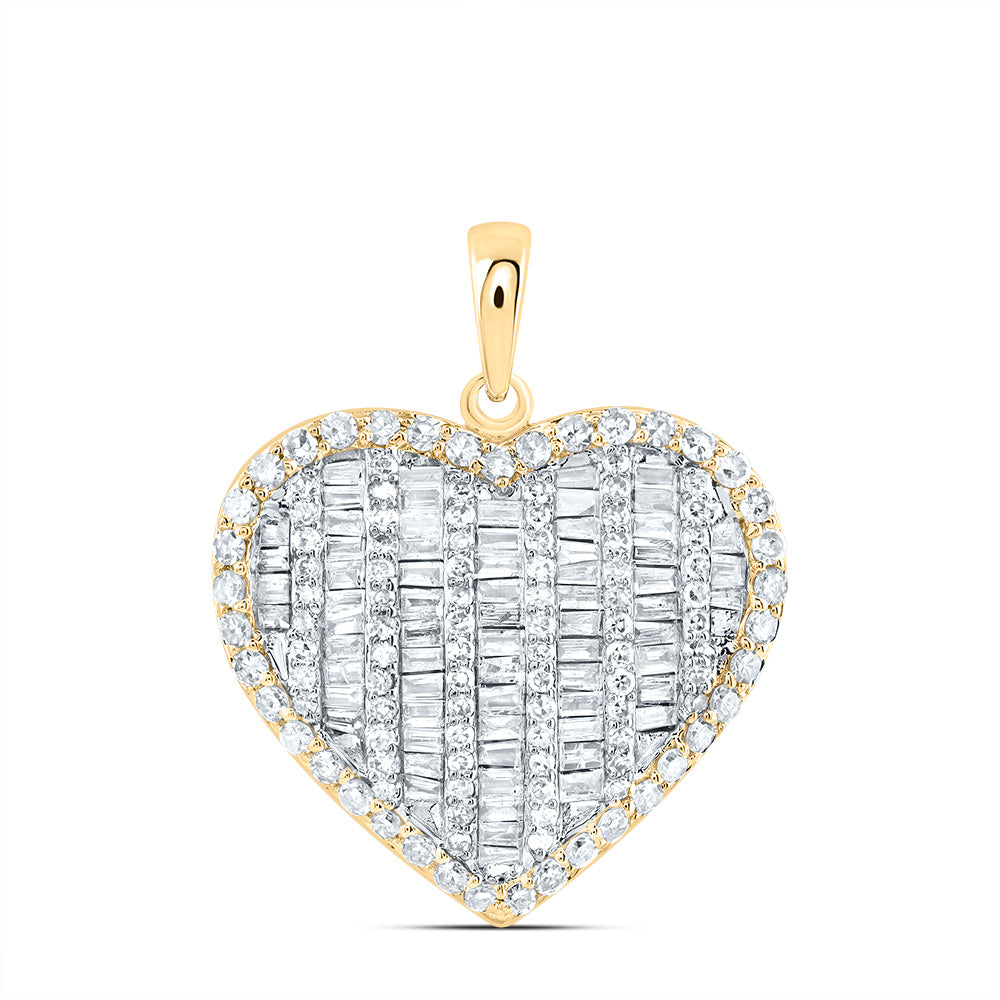 10kt Yellow Gold 7/8 Cttw Natural Diamond Fashion Heart Pendant