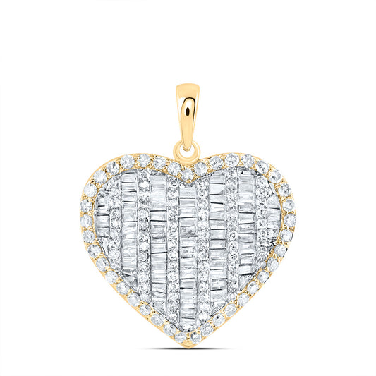10kt Yellow Gold 7/8 Cttw Natural Diamond Fashion Heart Pendant
