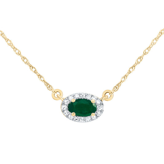 14kt Yellow Or White Or Rose Gold Diamond 5x3mm Oval Natural Gem Oval Necklace, Length: 18 Inch