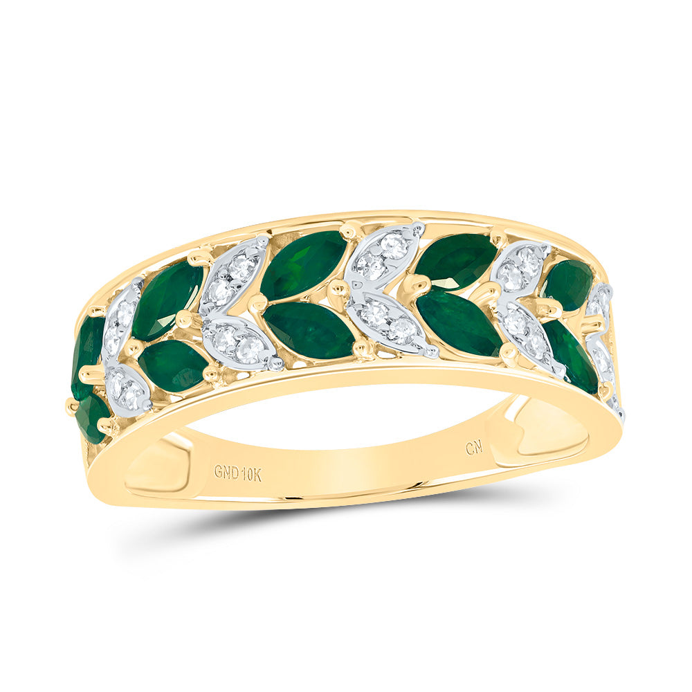 10kt Yellow Or White Or Rose Gold Diamond Marquise Natural Gem Ladies Wedding Engagement Anniversary Band