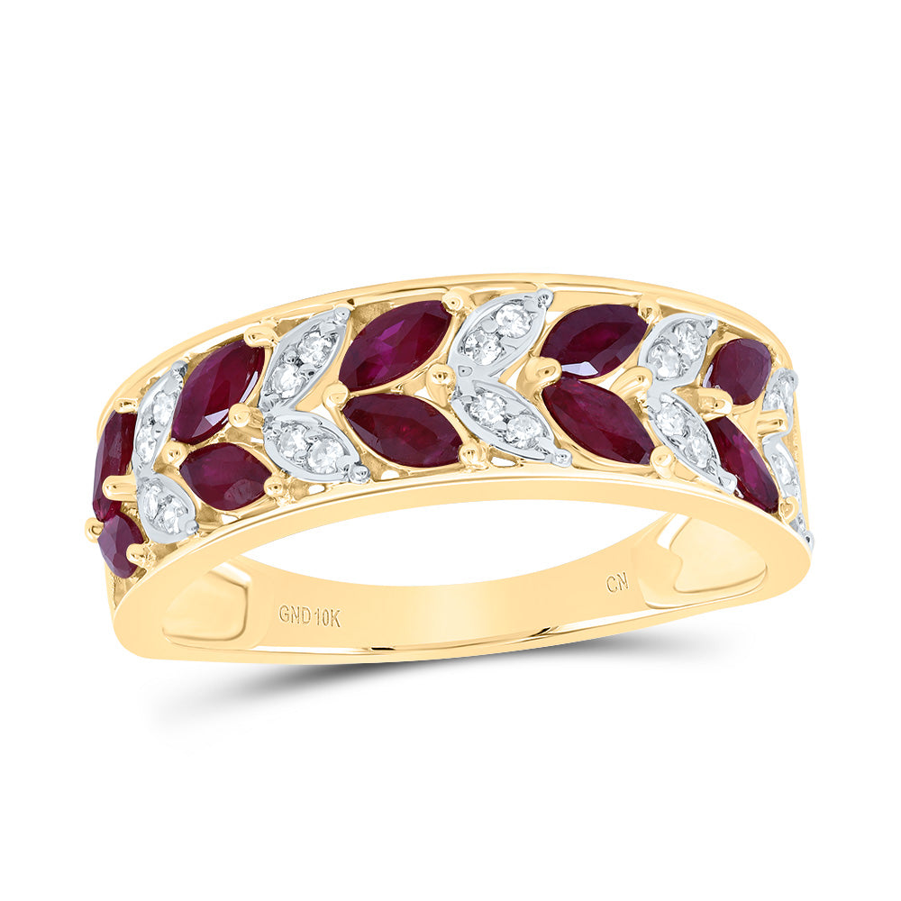 10kt Yellow Or White Or Rose Gold Diamond Marquise Natural Gem Ladies Wedding Engagement Anniversary Band