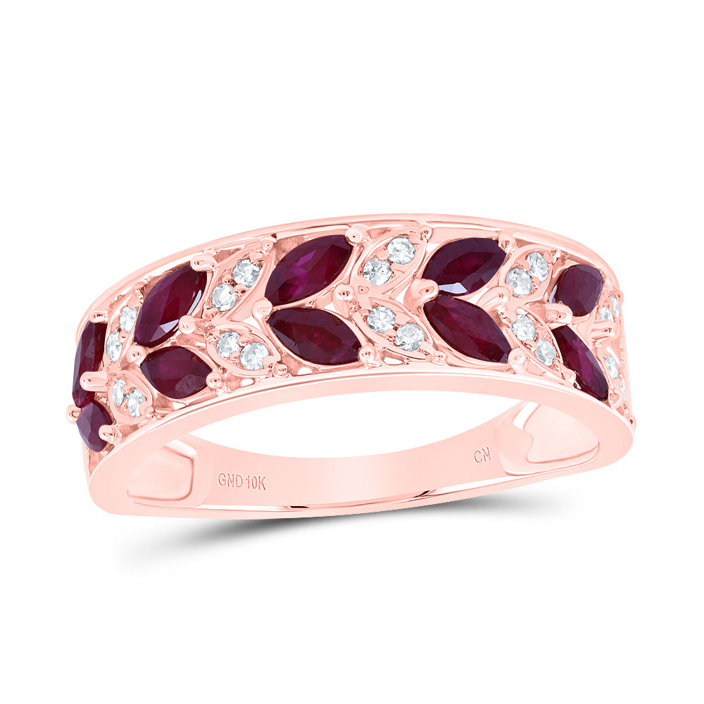 10kt Yellow Or White Or Rose Gold Diamond Marquise Natural Gem Ladies Wedding Engagement Anniversary Band