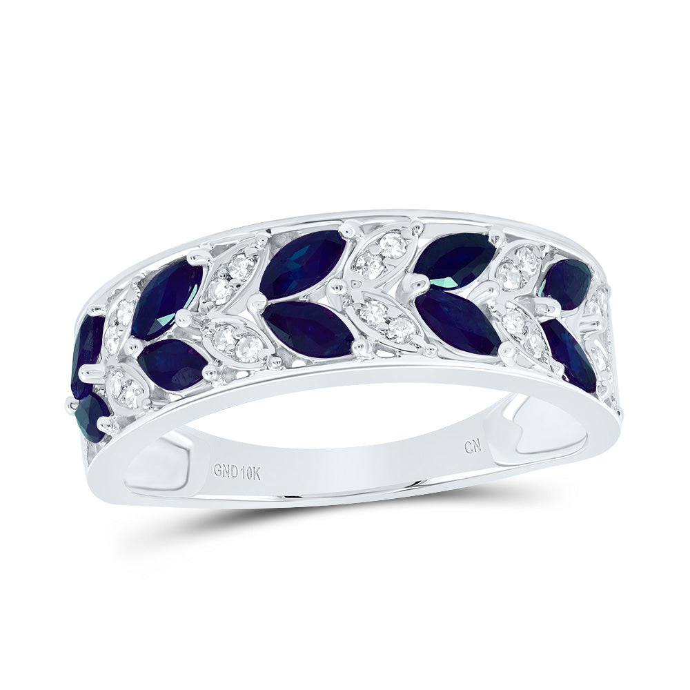 10kt Yellow Or White Or Rose Gold Diamond Marquise Natural Gem Ladies Wedding Engagement Anniversary Band