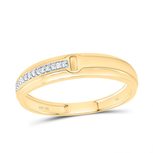 10kt Yellow Gold His & Hers 1/4 Cttw Diamond Round Bridal Wedding Ring Band Set, Women Size: 5-9, Men Size: 8-12