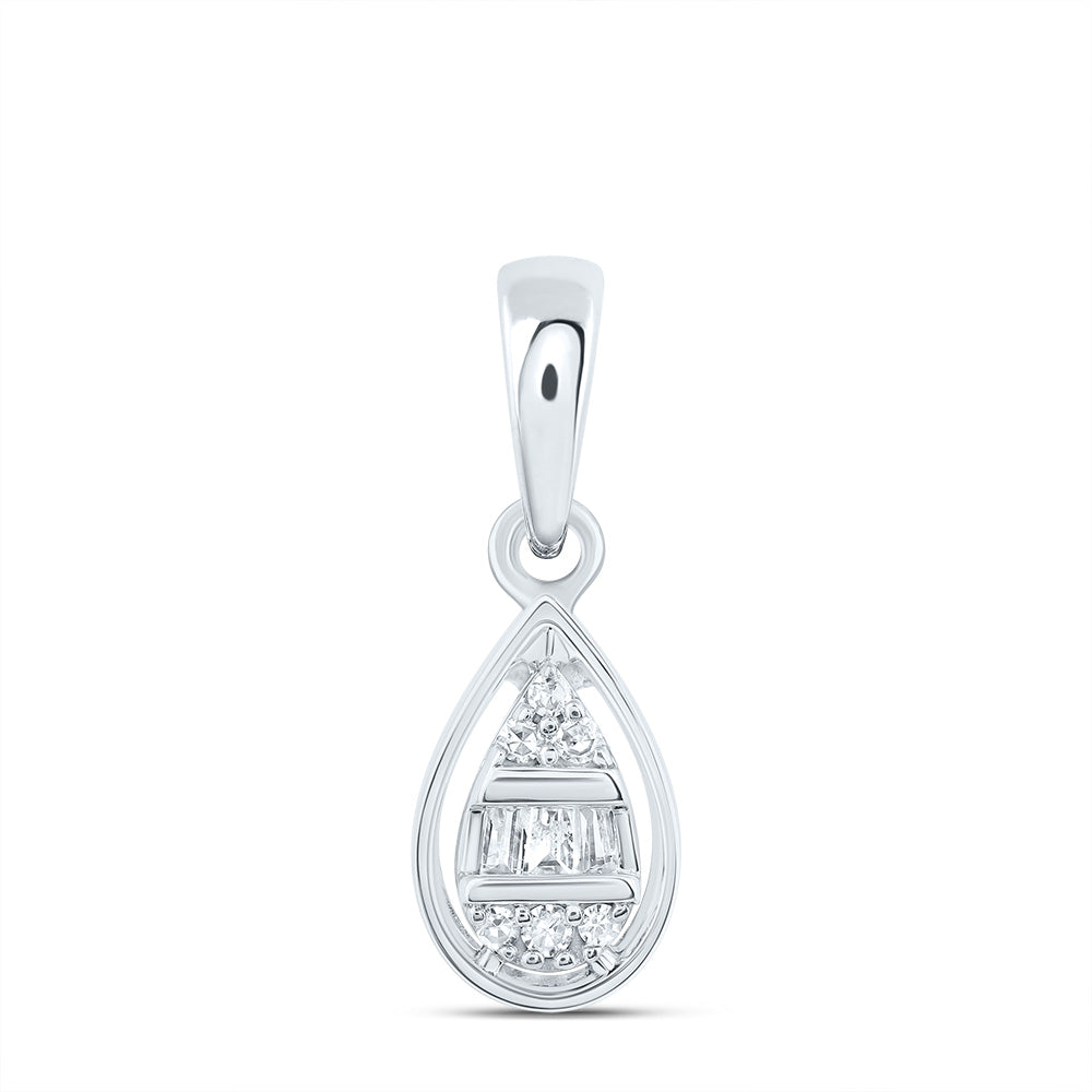 10kt White Gold 1/20 Cttw Diamond Pear Pendant
