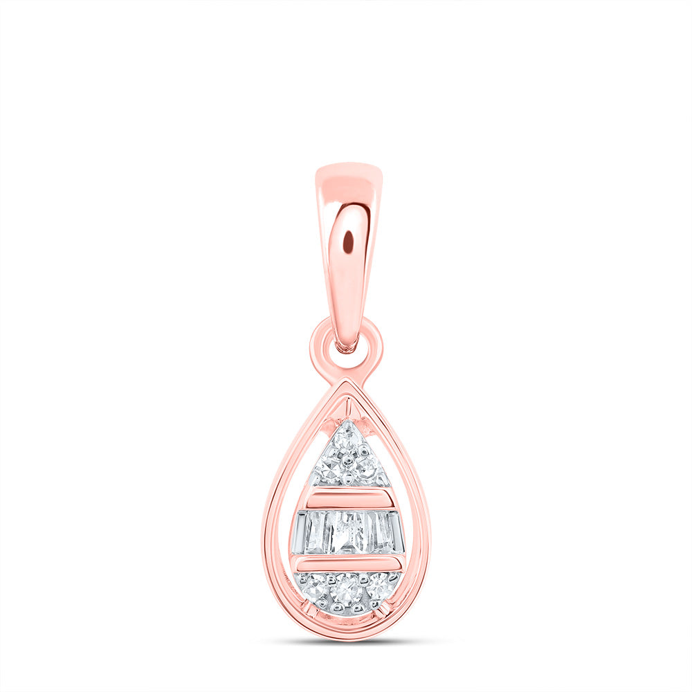 10kt Rose Gold 1/20 Cttw Diamond Pear Pendant