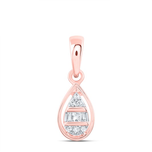 10kt Rose Gold 1/20 Cttw Diamond Pear Pendant
