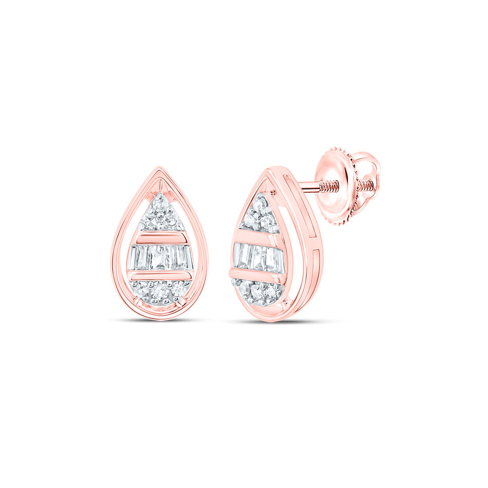 10kt Rose Gold 1/10 Cttw Diamond Pear Stud Earring