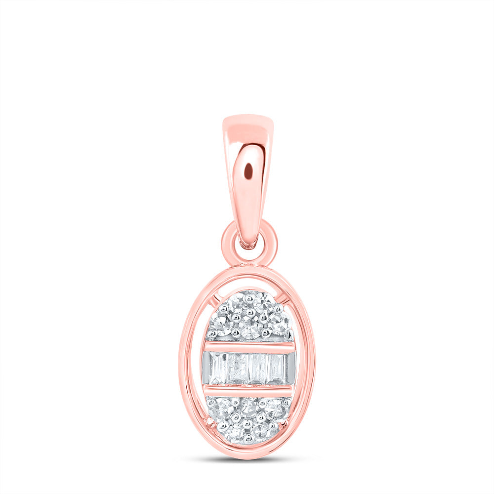 10kt Rose Gold 1/12 Cttw Diamond Oval Pendant
