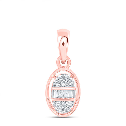 10kt Rose Gold 1/12 Cttw Diamond Oval Pendant
