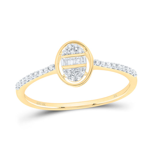 10kt Yellow Gold 1/6 Cttw Diamond Oval Wedding Engagement Anniversary Ring, Women Size: 5-9