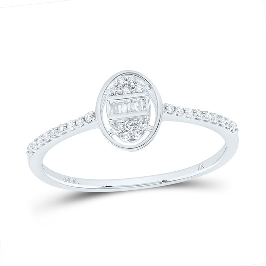 10kt White Gold 1/6 Cttw Diamond Oval Wedding Engagement Anniversary Ring, Women Size: 5-9