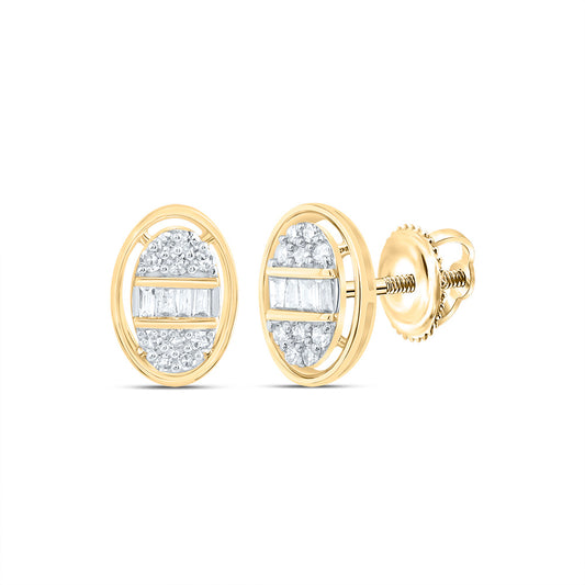 10kt Yellow Gold 1/5 Cttw Diamond Oval Stud Earring