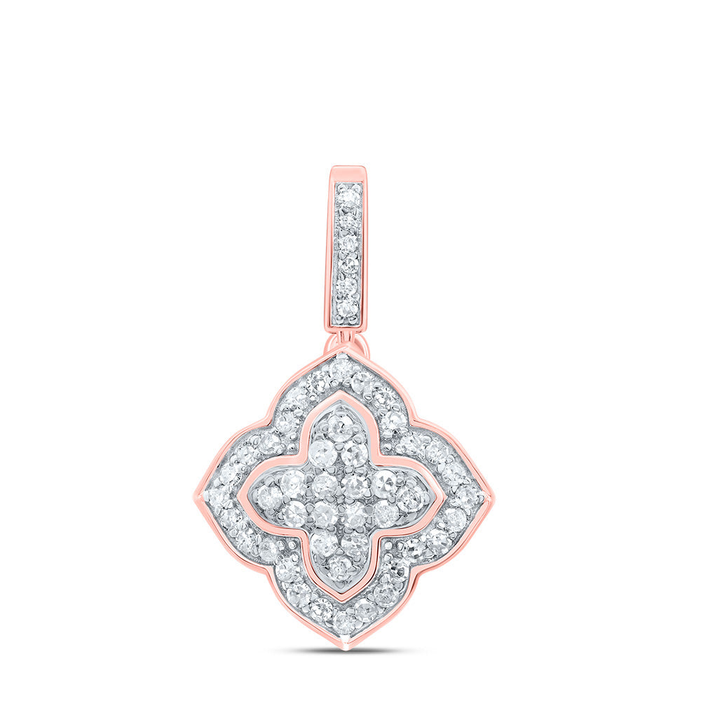 10kt Rose Gold 1/4 Cttw Diamond Clover Pendant