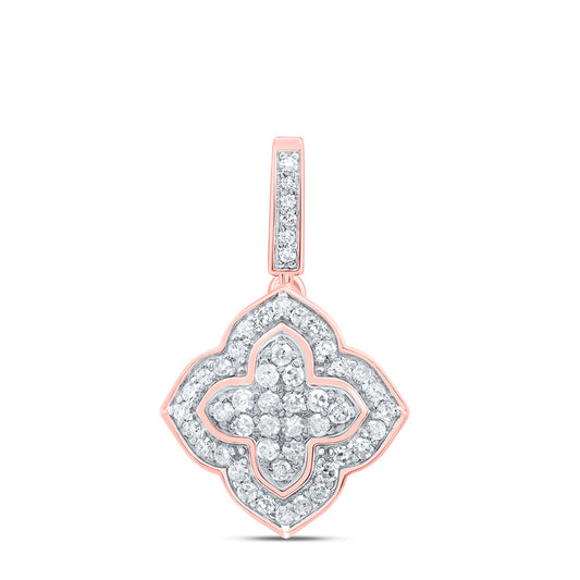 10kt Rose Gold 1/4 Cttw Diamond Clover Pendant