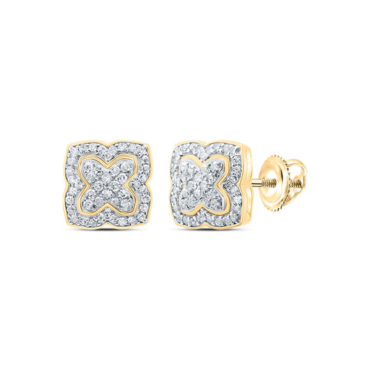 10kt Yellow Gold 1/3 Cttw Diamond Clover Stud Earring