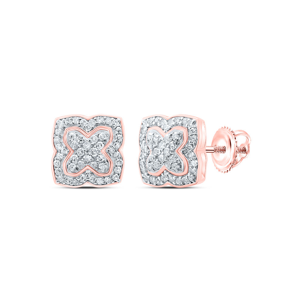 10kt Rose Gold 1/3 Cttw Diamond Clover Stud Earring