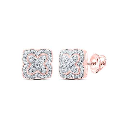 10kt Rose Gold 1/3 Cttw Diamond Clover Stud Earring